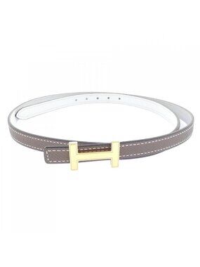 HERMES woman Ecru-Noir canvas cavale belt Sombrero Calfskin Paris Made in France Hermes Woman Ecru-Noir/Noir Sombrero Calfskin SANGLE CAVALE  main image 2